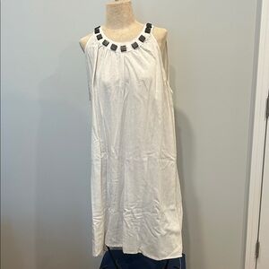 Off White Sleeveless Dress with Accents